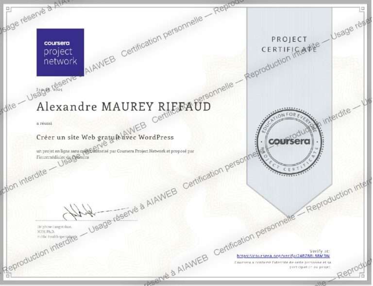 Certification : Créer un site Web avec WordPress