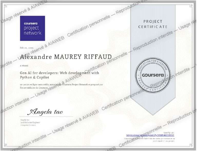 Certification : GenAI for developers: Web development with Python & Copilot