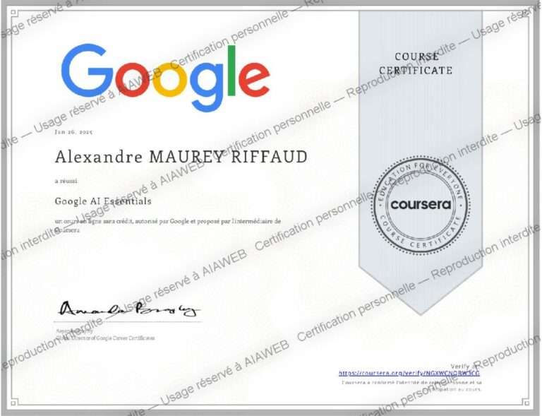 Certification : Google AI Essentials